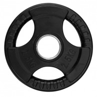 Набор черных обрезиненных дисков с 3-мя хватами Voitto 2,5 кг (2 шт)