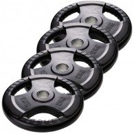 Набор черных обрезиненных дисков с 3-мя хватами Voitto 15 кг (4 шт)